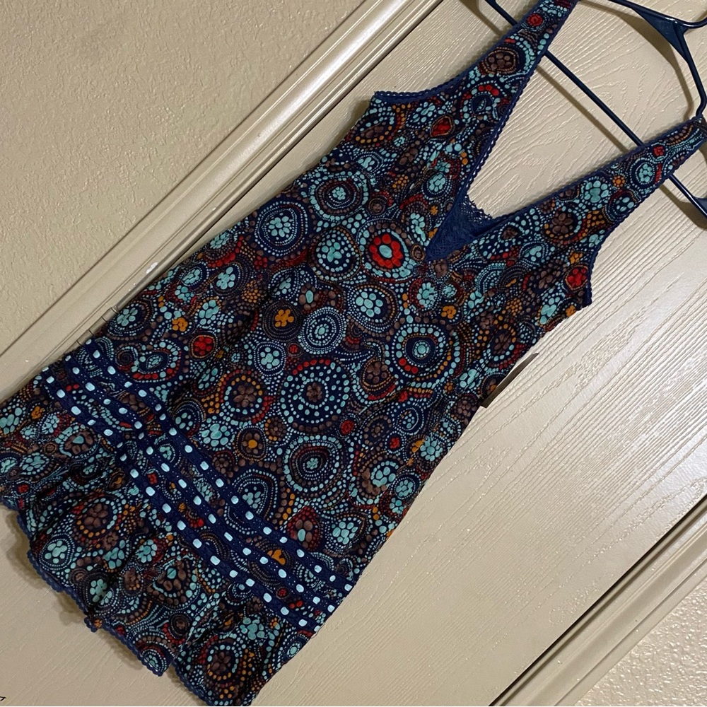 NWT Free People sz 8 navy blue double v mini dress